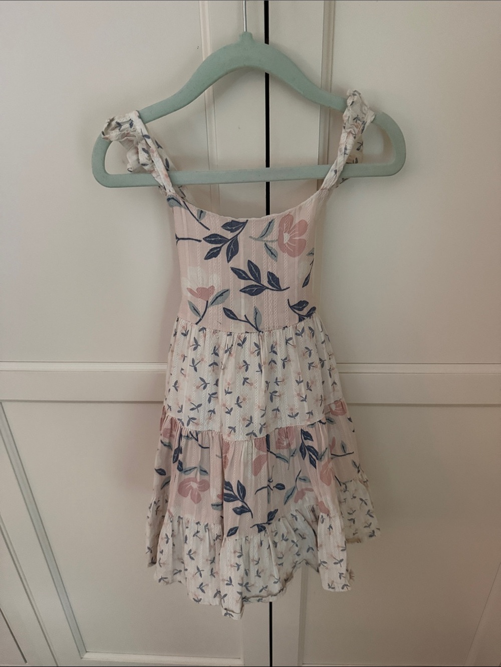 Catherine Malandrino Girls'  2T Floral Tiered Tie-Shoulder Sundress Pink & Blue